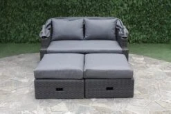 OUTFLEXX Fontana Loungebett, Grau, Polyrattan, Doppel-halbrund, Mit Unterschiebbaren Hockern, Dach Klappbar 25 OUTFLEXX Fontana Loungebett, Grau, Polyrattan, Doppel-halbrund, Mit Unterschiebbaren Hockern, Dach Klappbar -Dopple Geschaft 11 18545.jpg