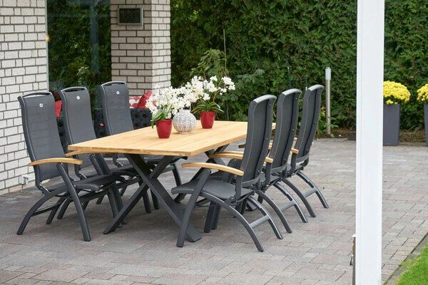 HARTMAN Xanadu Esstisch, Xerix, Alu / Teakholz, 220 X 100 Cm, X-Gestell 13 HARTMAN Xanadu Esstisch, Xerix, Alu / Teakholz, 220 X 100 Cm, X-Gestell – Bild 11