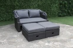 OUTFLEXX Fontana Loungebett, Grau, Polyrattan, Doppel-halbrund, Mit Unterschiebbaren Hockern, Dach Klappbar 26 OUTFLEXX Fontana Loungebett, Grau, Polyrattan, Doppel-halbrund, Mit Unterschiebbaren Hockern, Dach Klappbar -Dopple Geschaft 12 18545.jpg