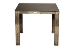 Ploß Rabida Sitzgruppe, Champagner-meliert, Polyrattan, Tisch 90 X 90 Cm, 4 Stapelsessel, Glasplatte In Steinoptik -Dopple Geschaft 12 21071.jpg