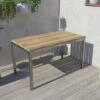 OUTFLEXX Esstisch, Silber/natur, Edelstahl/ Recyceltes FSC®-Teakholz, 150x80cm, Rustikal Gebürstet -Dopple Geschaft 15861 6.jpg