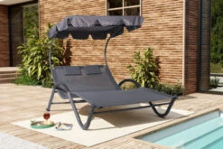 OUTFLEXX Doppelliege, Anthrazit, Polyester/Stahl Pulverbeschichtet, 205x138x34cm, Inkl. Nackenkissen, Rollbar -Dopple Geschaft 16102 01.jpg