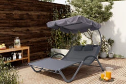 OUTFLEXX Doppelliege, Anthrazit, Polyester/Stahl Pulverbeschichtet, 205x138x34cm, Inkl. Nackenkissen, Rollbar -Dopple Geschaft 16102 02.jpg