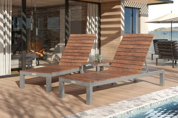 Villana 2er Sonnenliegen-Set, Alu/FSC-Akazienholz, 201x70x32,5cm, 4-fach Verstellbar, Mit Beistelltisch 45x45cm 3 Villana 2er Sonnenliegen-Set, Alu/FSC-Akazienholz, 201x70x32,5cm, 4-fach Verstellbar, Mit Beistelltisch 45x45cm