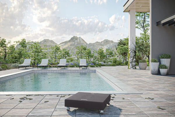 OUTFLEXX Schirmständer, Granit, 70x70x22cm, 150kg, Mit Lenkrollen Und Standfüßen 3 OUTFLEXX Schirmständer, Granit, 70x70x22cm, 150kg, Mit Lenkrollen Und Standfüßen – Bild 2