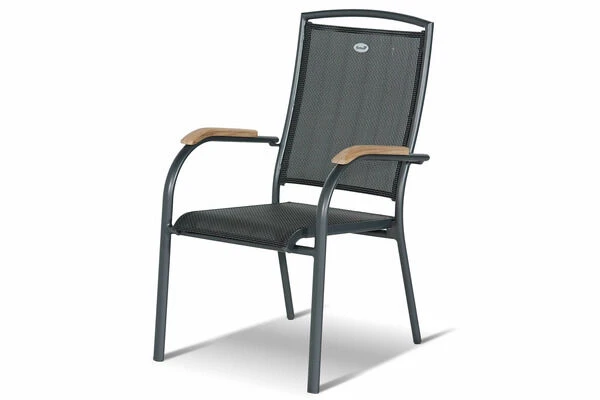 HARTMAN Yasmani/Raffaelo Esstischgruppe, Xerix, Alu/Teakholz, 240x100cm, 6 Stapel-, 2 Multipositionssessel 6 HARTMAN Yasmani/Raffaelo Esstischgruppe, Xerix, Alu/Teakholz, 240x100cm, 6 Stapel-, 2 Multipositionssessel – Bild 4