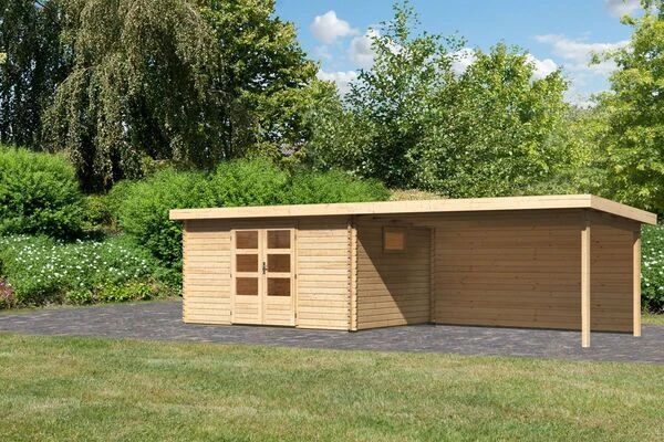 KARIBU Gartenhaus Trittau 5, Naturbelassen, Fichtenholz 40mm, 806 X 297 X 217 Cm, Pultdach, Anbau 4,4m Mit Rückwand 3 KARIBU Gartenhaus Trittau 5, Naturbelassen, Fichtenholz 40mm, 806 X 297 X 217 Cm, Pultdach, Anbau 4,4m Mit Rückwand