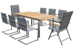 OUTFLEXX Set, Silber, 180/240 X 100 Cm, Edelstahl/Teak, Ausziehtisch, 4 Stühle Padded, 2 Multipositionssessel 21 OUTFLEXX Set, Silber, 180/240 X 100 Cm, Edelstahl/Teak, Ausziehtisch, 4 Stühle Padded, 2 Multipositionssessel -Dopple Geschaft 1 14142.jpg