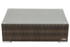 OUTFLEXX Beistelltisch, Braun Marmoriert, Polyrattan, 95 X 65 X 30 Cm, Inkl. Glasplatte