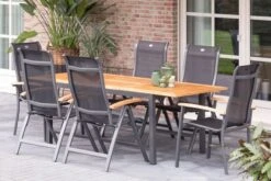 HARTMAN Alice Sitzgruppe, Xerix/natur, Alu/FSC-Teak, 4x4 Textilen, 4 Hochlehner, 2 Stapelsessel, 150/210x90cm
