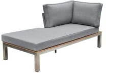 OUTFLEXX Chaiselongue, Silber/grau, Edelstahl/FSC-Teakholz/Textil, 158 X 76 X 64 Cm