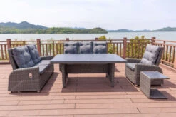 OUTFLEXX Sitzgruppe, Grau, Polyrattan, Tisch 200 X 95 Cm, 6 Personen, Verstellbare Rückenlehnen