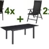DOPPLER Expert Esstischgarnitur, Anthrazit/schwarz, Alu/Textilene, 4 Stapelsessel, 2 Hochlehner, 150-210x90cm -Dopple Geschaft 1 18962.jpg
