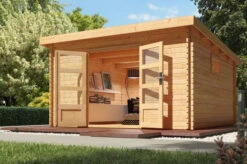 KARIBU Blockbohlenhaus Trittau 6, Fichtenholz Ca. 40 Mm, Pultdach,