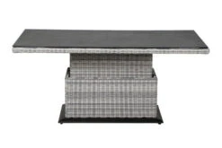SIENA GARDEN Soria Lifttisch, Ice Grey, Alu / Gardino®-Geflecht / Spraystone, 160x90x47-71 Cm, Stufenlos Verstellbar
