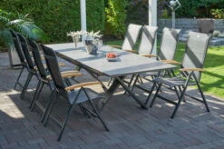 HARTMAN Sondermodell Xanadu / Alice Esstischgarnitur, Xerix/schwarz, Alu/Glaskeramik, 4x4 Textilen, 8 Multipos, 220/280x100cm