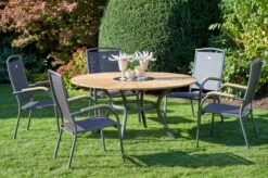 HARTMAN Provence / Raffaelo Sitzgruppe, Xerix/anthrazit, Alu/Teakholz, 5 Stapelsessel, Ø150cm, Inkl. Eiskühler
