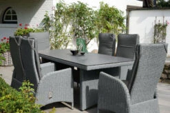 Ploß Vigo Dining Set, Stahlgrau-meliert / Schiefergrau, Polyrattan, Tisch 200 X 95 Cm, 6 Sessel