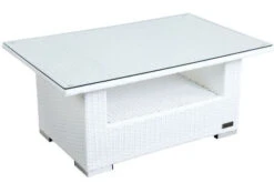 OUTFLEXX Kaffeetisch, Weiß, Polyrattan, 108,5x68cm, Inkl. Glasplatte