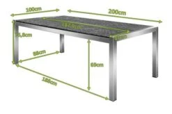 OUTFLEXX Esstisch, Grau, Granit / Edelstahl, 200x100 Cm, 2 Teilige Tischplatte -Dopple Geschaft 21743 5 mass.JPG