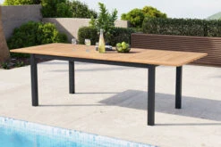 OUTFLEXX Ausziehtisch, Anthrazit Matt, Alu/FSC-Teak, 150/210x90cm, Synchronauszug Mit Butterfly-Funktion -Dopple Geschaft 21778 01.jpg