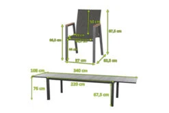 SIENA GARDEN Gomera II/Kingston Esstischgarnitur, Matt Graphit/grau/wood Look, Alu/Teak/Keramik/Texfabric, Tisch 220/340x108 Cm, 6 Stapelsessel -Dopple Geschaft 22065 5.jpg