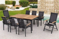 OUTFLEXX Esstischgarnitur, OUTFLEXX® Anthrazit Matt, Alu / Teak / Textil, Tisch 180/240x100cm, 6 Stapelsessel, 2 Multipo 28 OUTFLEXX Esstischgarnitur, OUTFLEXX® Anthrazit Matt, Alu / Teak / Textil, Tisch 180/240x100cm, 6 Stapelsessel, 2 Multipo -Dopple Geschaft 22190 7.jpg