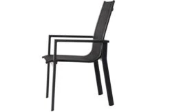 OUTFLEXX Esstischgarnitur, OUTFLEXX® Anthrazit Matt, Alu / Teak / Textil, Esstisch Ø 150 Cm, 5 Stapelsessel -Dopple Geschaft 22203 10.jpg