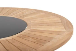 OUTFLEXX Esstischgarnitur, OUTFLEXX® Anthrazit Matt, Alu / Teak / Textil, Esstisch Ø 150 Cm, 5 Stapelsessel -Dopple Geschaft 22203 6.jpg