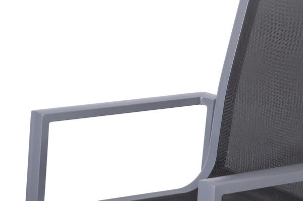 OUTFLEXX Esstischgarnitur, Silber, Alu / HPL / Textil, Tisch 180/280x100cm, 8 Stapelsessel 18 OUTFLEXX Esstischgarnitur, Silber, Alu / HPL / Textil, Tisch 180/280x100cm, 8 Stapelsessel – Bild 16