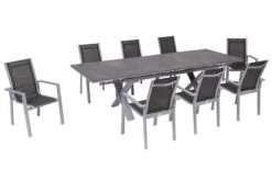 OUTFLEXX Esstischgarnitur, Silber, Alu / HPL / Textil, Tisch 180/280x100cm, 8 Stapelsessel 35 OUTFLEXX Esstischgarnitur, Silber, Alu / HPL / Textil, Tisch 180/280x100cm, 8 Stapelsessel -Dopple Geschaft 22224 17.jpg