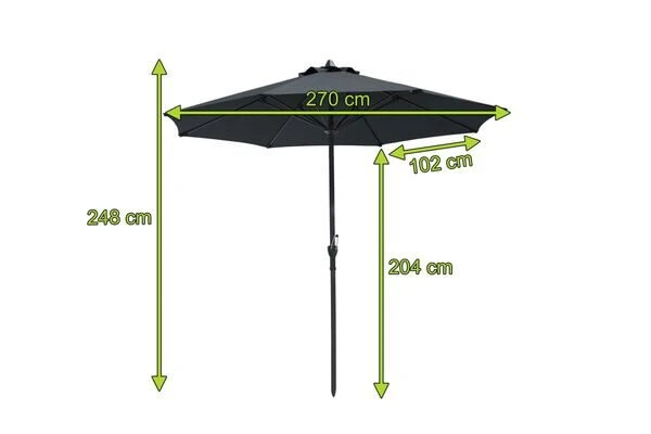 OUTFLEXX Mittelstockschirm, Anthrazit, Aluminium, Ø 270 Cm, Rund 5 OUTFLEXX Mittelstockschirm, Anthrazit, Aluminium, Ø 270 Cm, Rund – Bild 3
