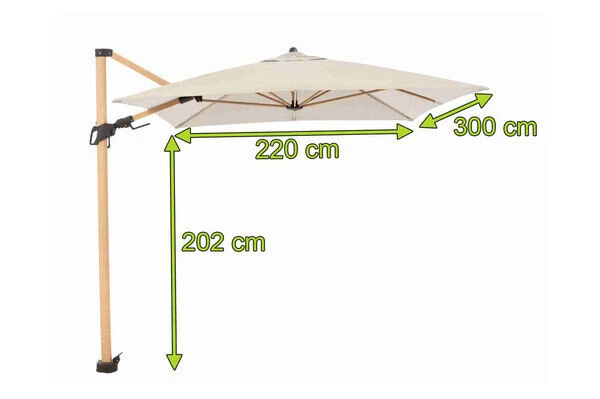 DOPPLER Alu Wood Pendelschirm, Natur, Alu/Polyester, 300x220 Cm, Mit Kurbel, Holzoptik 7 DOPPLER Alu Wood Pendelschirm, Natur, Alu/Polyester, 300x220 Cm, Mit Kurbel, Holzoptik – Bild 5