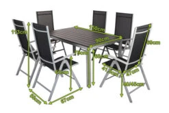 VILLANA Esstischgarnitur, Silber/schwarz, Alu/Holzimitat/Textil, Tisch 150x90cm, 6 Multipositionssessel -Dopple Geschaft 22560 05.jpg