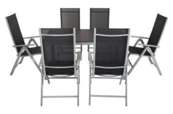 VILLANA Esstischgarnitur, Silber/schwarz, Alu/Holzimitat/Textil, Tisch 150x90cm, 6 Multipositionssessel -Dopple Geschaft 22560 07.jpg