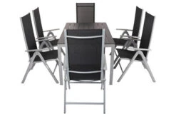 VILLANA Esstischgarnitur, Silber/schwarz, Alu/Holzimitat/Textil, Tisch 150x90cm, 6 Multipositionssessel -Dopple Geschaft 22560 08.jpg