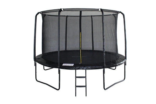 OUTTECH Pole Trampolin, Schwarz, Metallsprungfedern, Stahlgestänge, Ø 425 Cm, Mit Sicherheitsnetz Und Leiter 3 OUTTECH Pole Trampolin, Schwarz, Metallsprungfedern, Stahlgestänge, Ø 425 Cm, Mit Sicherheitsnetz Und Leiter