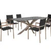 OUTFLEXX Esstischgarnitur, Silber/schwarz, Edelstahl/Granit/Textil, 200x100 Cm, 6 Gartensessel, Armlehnen Aus FSC-Teak -Dopple Geschaft 22785 01.jpg