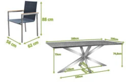 OUTFLEXX Esstischgarnitur, Silber/schwarz, Edelstahl/Granit/Textil, 200x100 Cm, 6 Gartensessel, Armlehnen Aus FSC-Teak -Dopple Geschaft 22785 05.jpg