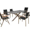 OUTFLEXX Esstischgarnitur, Silber/schwarz, Edelstahl/Granit/Textil, 200x100 Cm, 4 Gartensessel, 2 Multipos, Armlehnen Aus FSC-Teak -Dopple Geschaft 22786 01.jpg