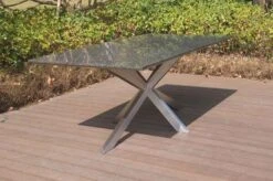 OUTFLEXX Esstischgarnitur, Silber/schwarz, Edelstahl/Granit/Textil, 200x100 Cm, 4 Gartensessel, 2 Multipos, Armlehnen Aus FSC-Teak -Dopple Geschaft 22786 010.JPG