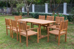 OUTFLEXX Sitzgruppe, Natur, Akazie, Ausziehtisch 180/240 X 100 Cm, 8 Armlehnensessel