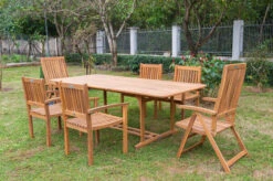 OUTFLEXX Sitzgruppe, Natur, Akazie, Ausziehtisch 180/240 X 100 Cm, 2 Multipo, 4 Armlehnensessel