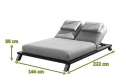OUTFLEXX Exklusivmodell Blain Doppelliege, Flanelle, Alu/Sunbrella, 222 X 144 X 38 Cm, Inkl. Verstellbarer Rückenlehne -Dopple Geschaft 22851 3.jpg