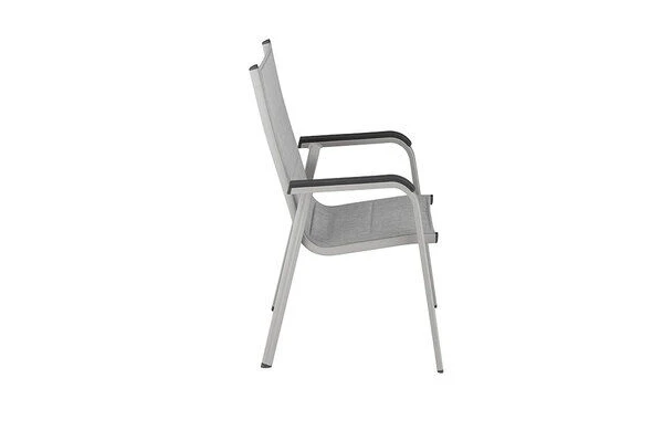 KETTLER Granada/Basic Plus Padded Sitzgruppe, Silber/hellgrau, Alu/Teak, Teaktisch 160x95 Cm,4 Stapelsessel, Gepolsterte Sitz - Und Rückenfläche 8 KETTLER Granada/Basic Plus Padded Sitzgruppe, Silber/hellgrau, Alu/Teak, Teaktisch 160x95 Cm,4 Stapelsessel, Gepolsterte Sitz - Und Rückenfläche – Bild 6