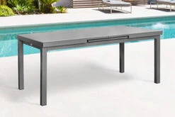 STERN New Top Esstischgarnitur, Graphit, Alu / Glas / Textil, Tisch 180/240x100cm, 4 Stapel-, 2 Klappsessel -Dopple Geschaft 23003 4.jpg