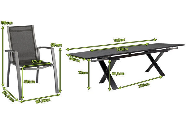 KETTLER Altura Esstischgarnitur, Anthrazit, Alu / Spraystone / Textil, Tisch 180/280x100cm, 10 Stapelsessel 7 KETTLER Altura Esstischgarnitur, Anthrazit, Alu / Spraystone / Textil, Tisch 180/280x100cm, 10 Stapelsessel – Bild 5