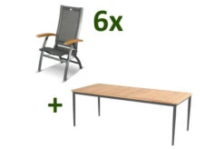 HARTMAN Silencio / Primo Sitzgruppe, Xerix/natur, Alu/Teak, 6 Multipo, 220x100cm, FSC-Teak Armlehnen