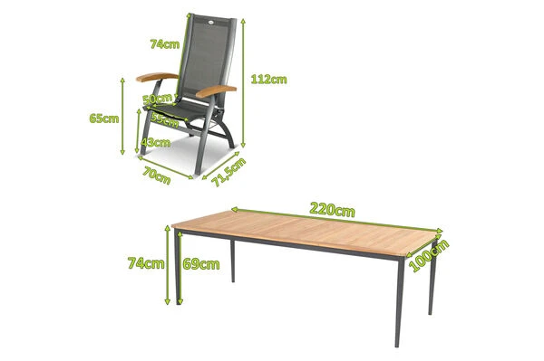 HARTMAN Silencio / Primo Sitzgruppe, Xerix/natur, Alu/Teak, 6 Multipo, 220x100cm, FSC-Teak Armlehnen 7 HARTMAN Silencio / Primo Sitzgruppe, Xerix/natur, Alu/Teak, 6 Multipo, 220x100cm, FSC-Teak Armlehnen – Bild 5