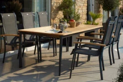 HARTMAN Silencio / Alice Sitzgruppe, Xerix/natur, Alu/Teak, 4x4 Textilen, 6 Dining Sessel, 220x100cm, FSC-Teak Armlehnen